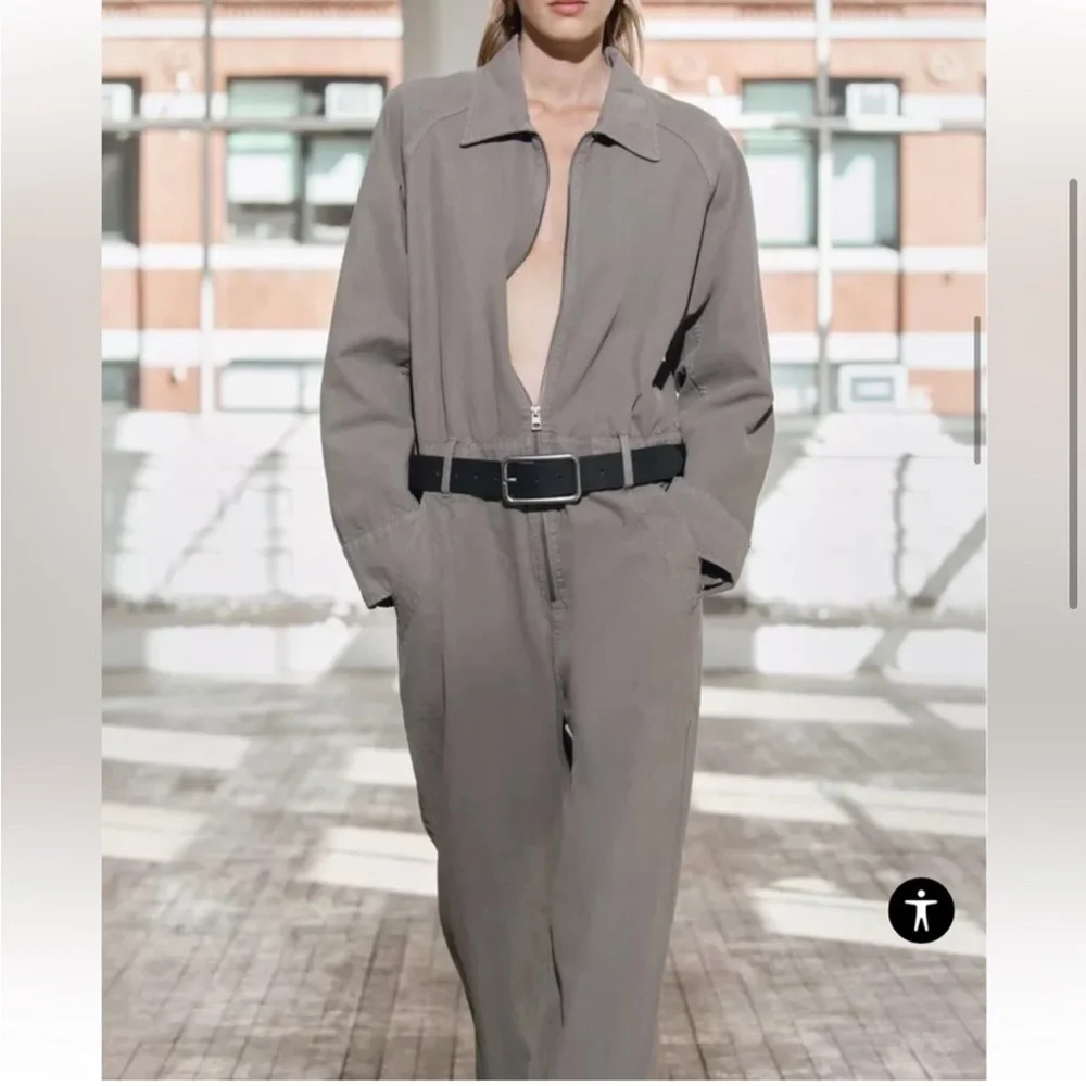 NWT ZARA ZARA LONG BELTED JUMPSUIT COLLECTION  SIZE L 🚨PRICE FIRM NO DISCOUNT